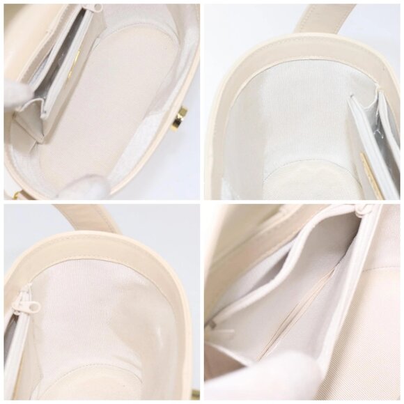 GIVENCHY Hand Bag Leather Beige Gold Auth - Picture 15 of 16